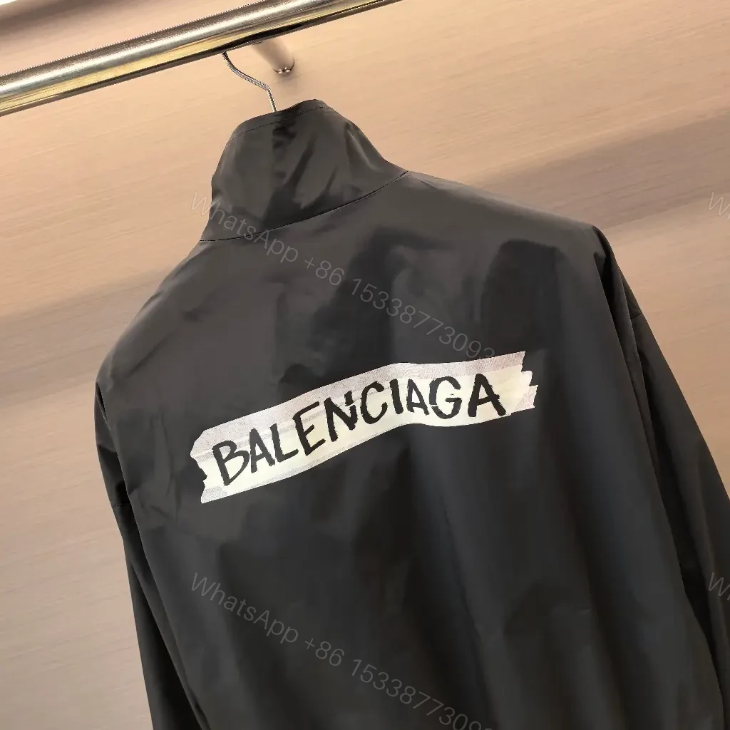 View 5 of Black Satin Windbreaker: Minimalist, Subtle branding, Packable jacket