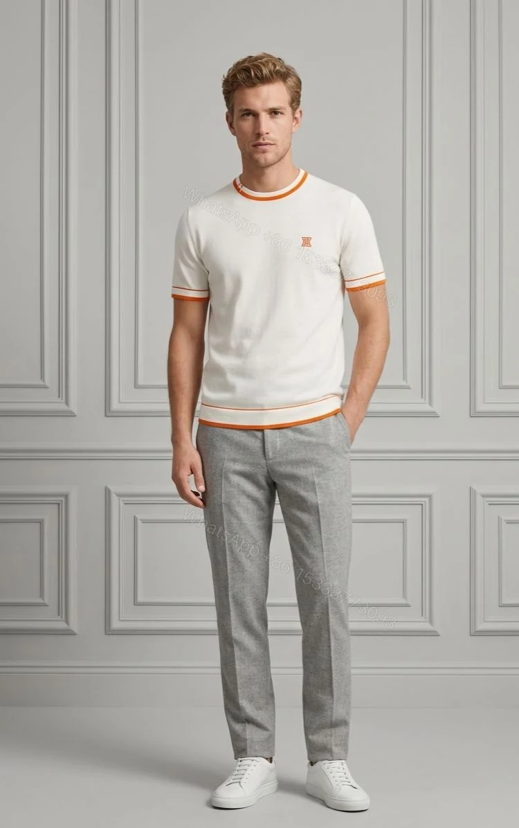 View 12 of FIRST COPY HERMES DESIGNER KNITTED ROUND NECK SUMMER T-SHIRT