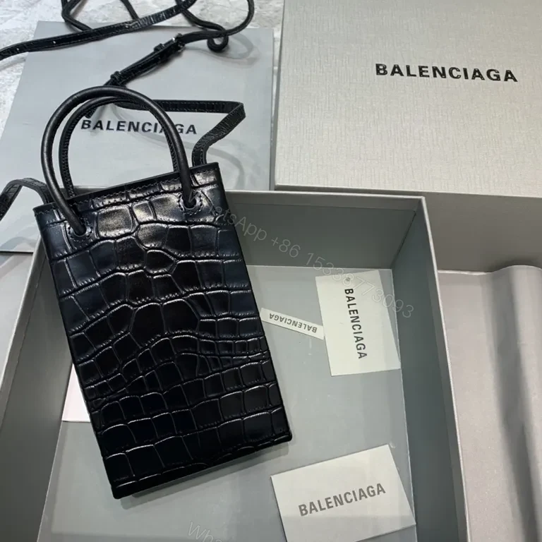 View 5 of Balenciaga Crocodile-Texture Structured Carry Bag