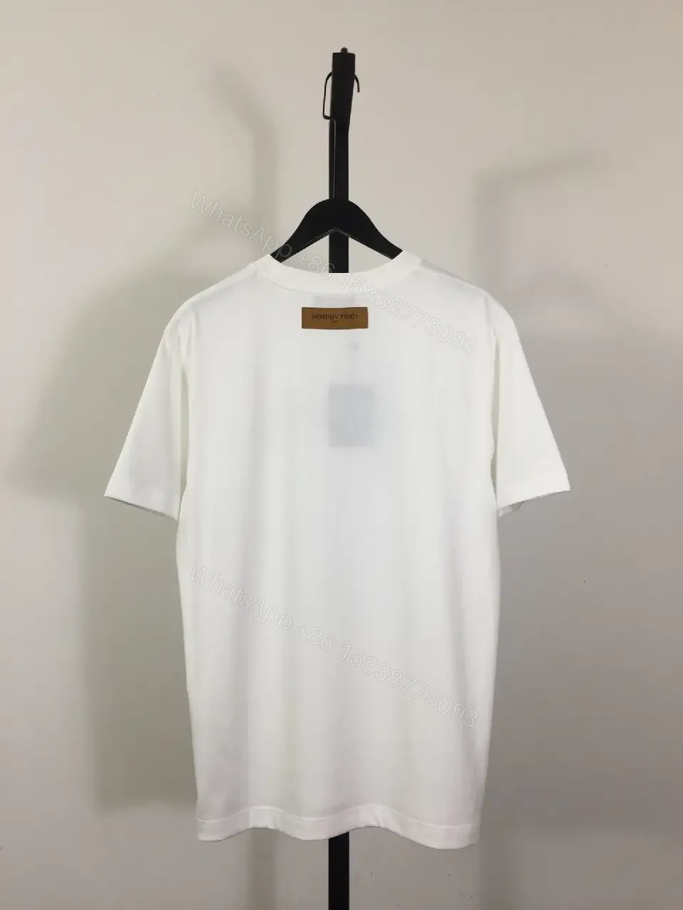 View 5 of White Cotton Graphic Tee with LV Brushwork - Relaxed Fit Tee