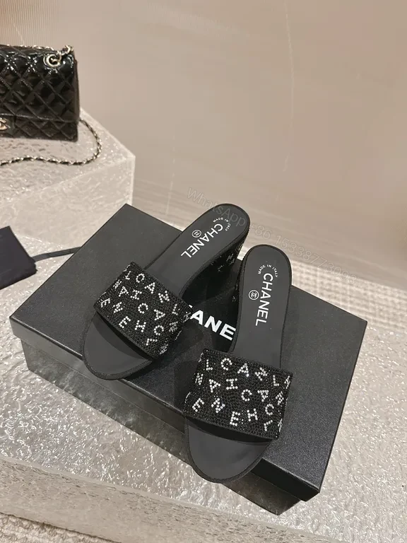 View 3 of Chanel-Inspired Sparkle Slide Sandals: Effortless Glam Plan