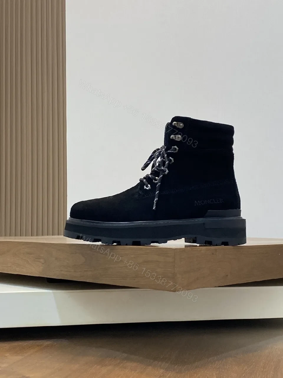 View 4 of Black Suede Leather Lug-Soled Boots, Urban Luxury Style