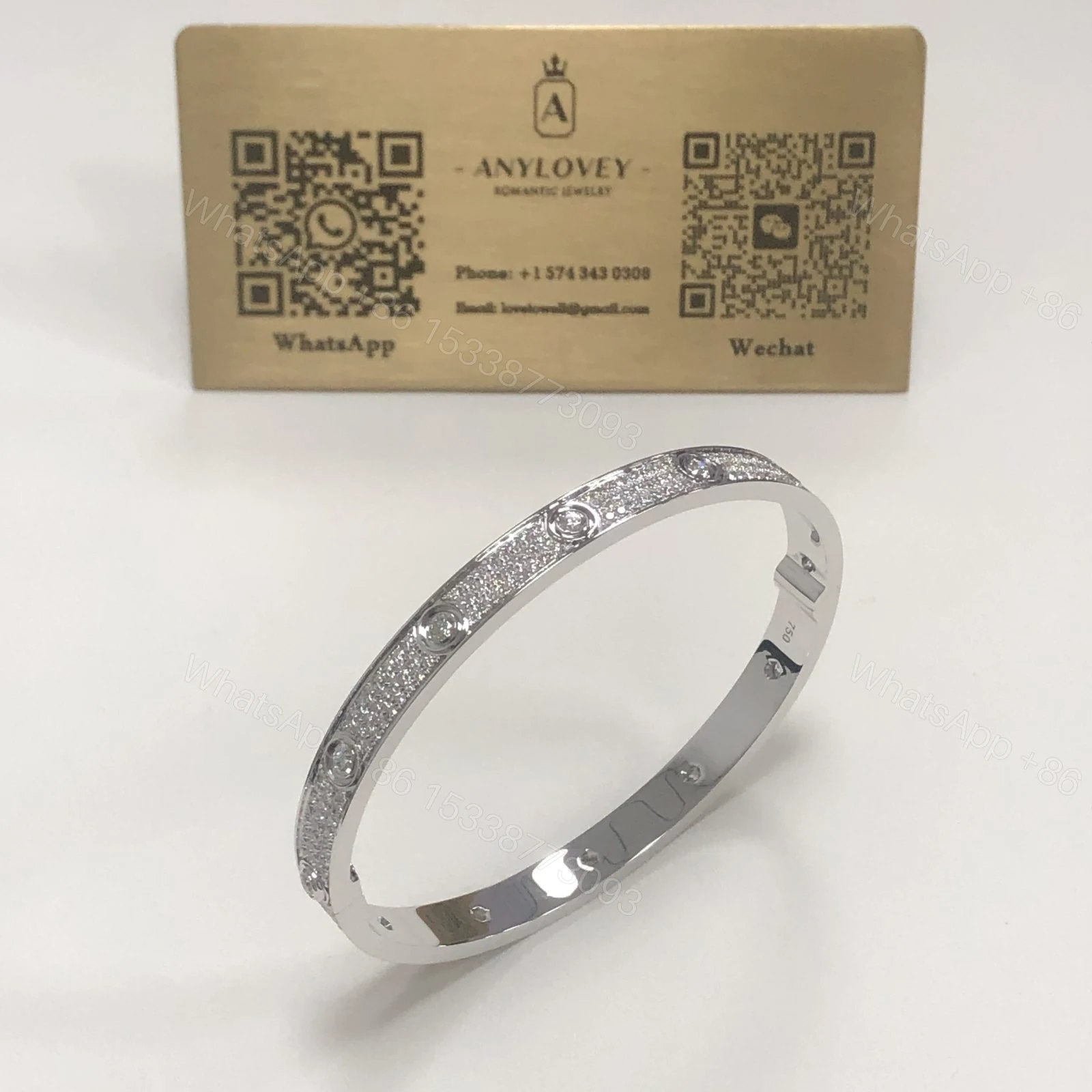 View 2 of Inspired Cartier Love Bracelet Full Iced Out White Gold N6033602