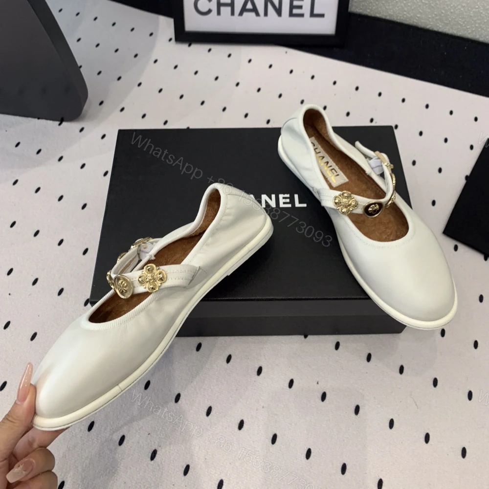View 3 of 高仿Chanel*G45778T圓頭塔扣瑪麗珍鞋白色免檢版