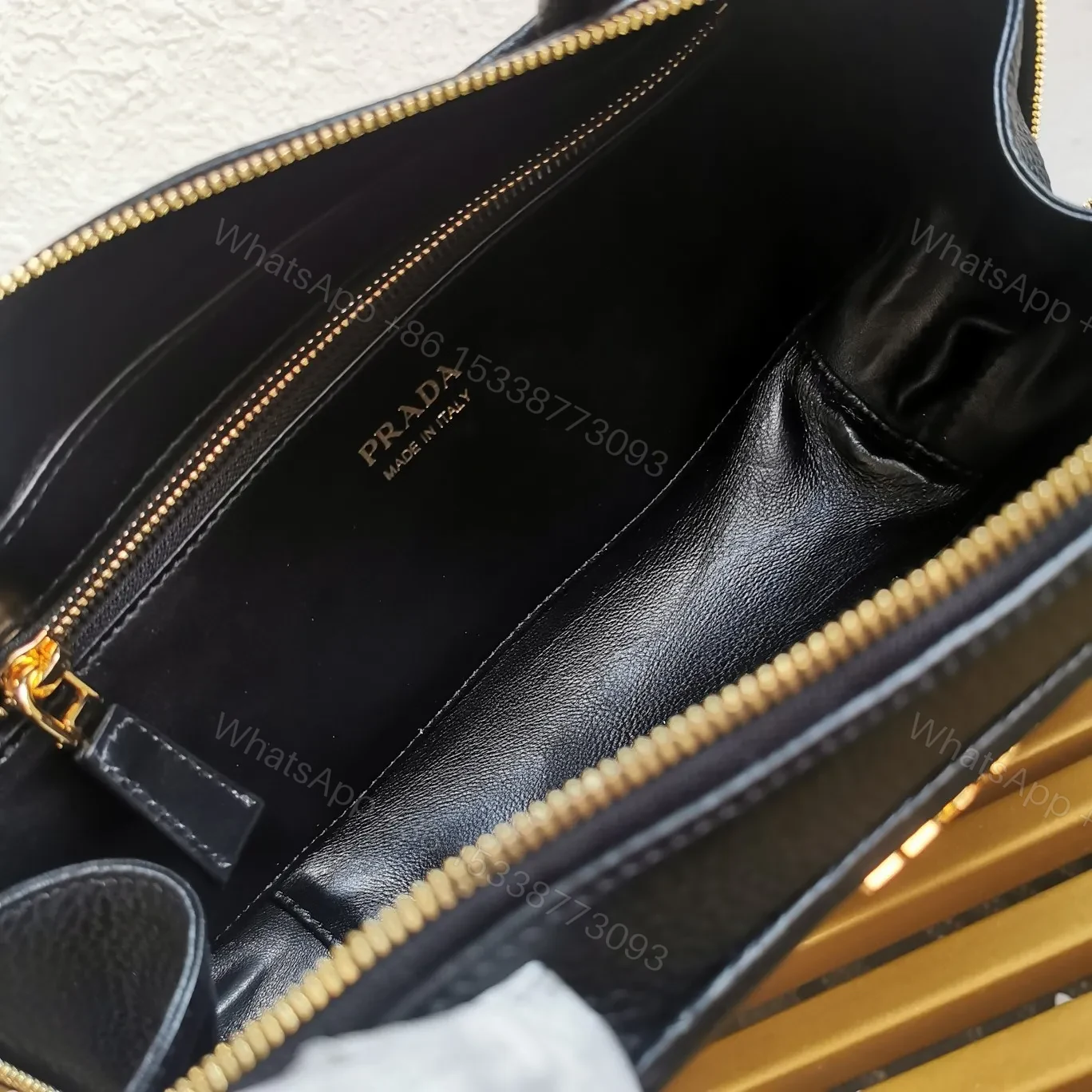 View 5 of Prada Medium Leather Top-Handle Bag in Black