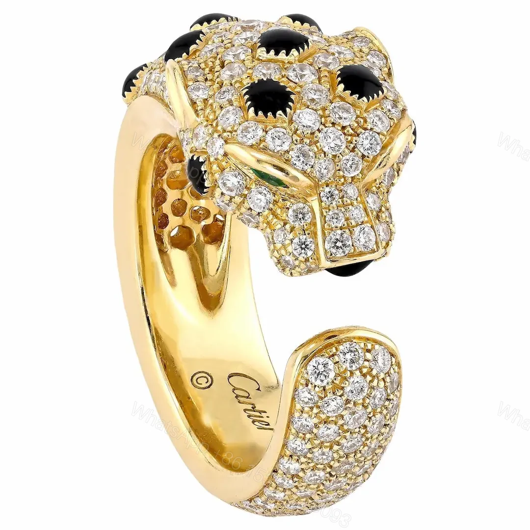 18k Gold Cartier Panthere Ring Pave Diamonds — view 1