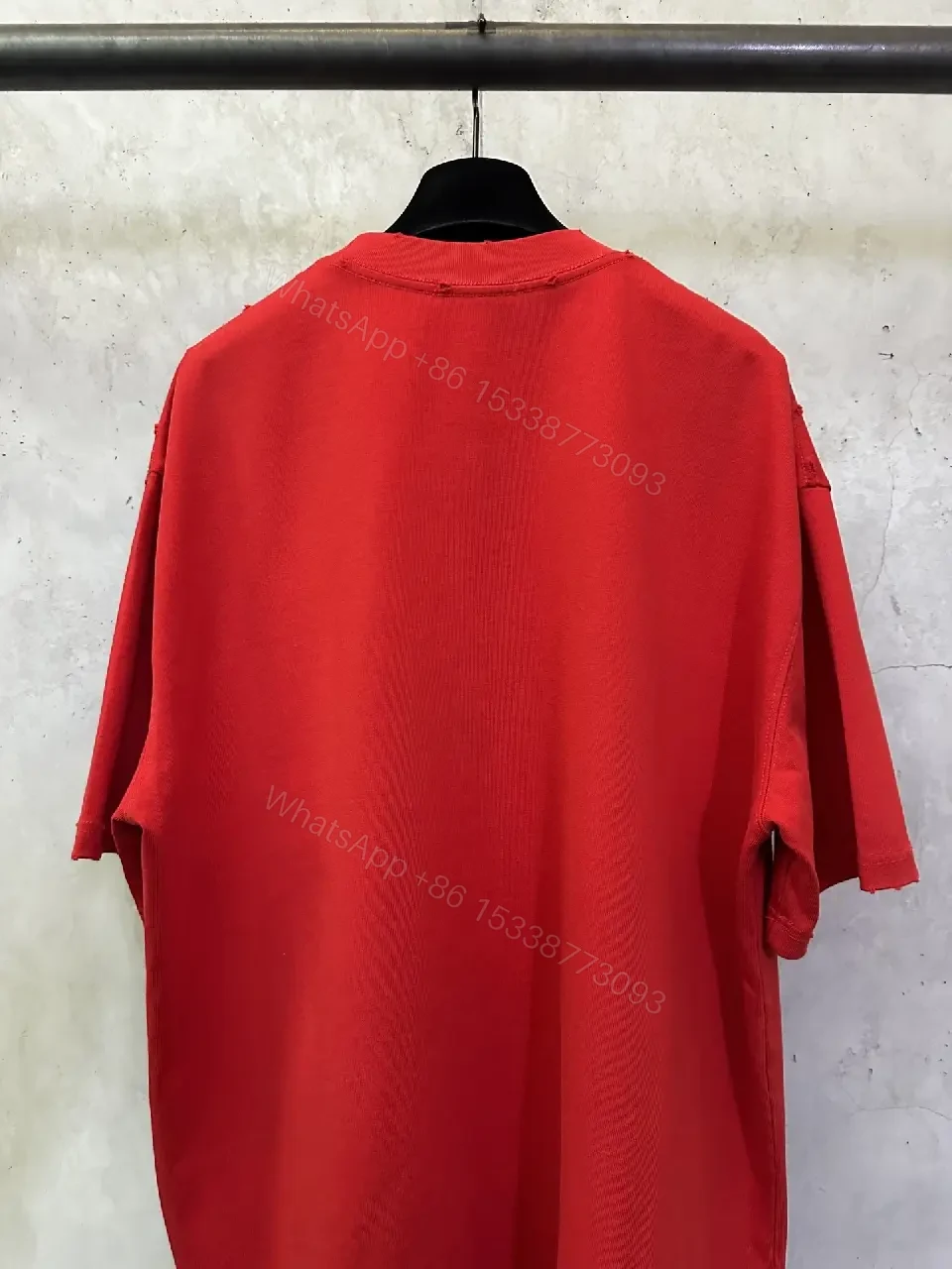 View 8 of Bold Red Silk-Soft Tee with Signature Logo, Casual Luxury Tee