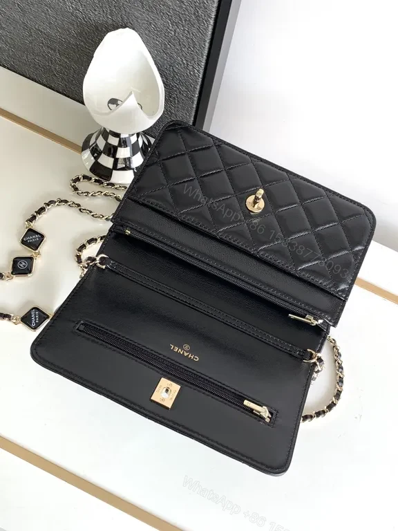 View 2 of Chic Quilted Black Leather Chain-Detail Bag