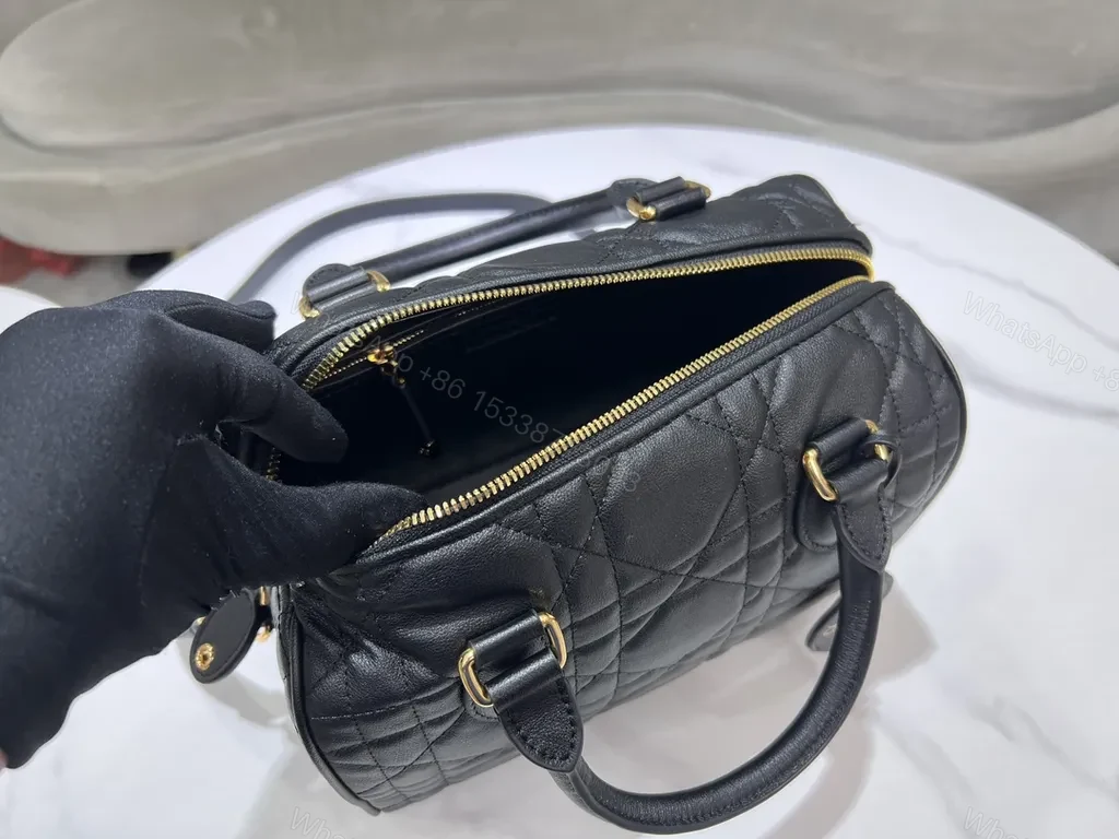 View 7 of Compact Black Quilted Satchel: Modern Dior-Style Everyday Luxury