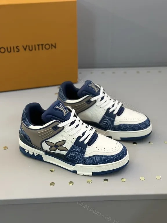View 4 of Bold Venetian-Blue LV-Detail Sneakers: Luxe Comfort