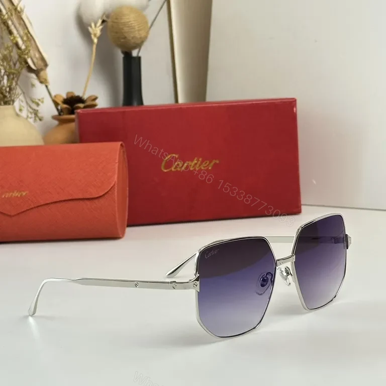 View 4 of Golden Frame Cartier Sunglasses: Modern Luxe UV400 Glasses