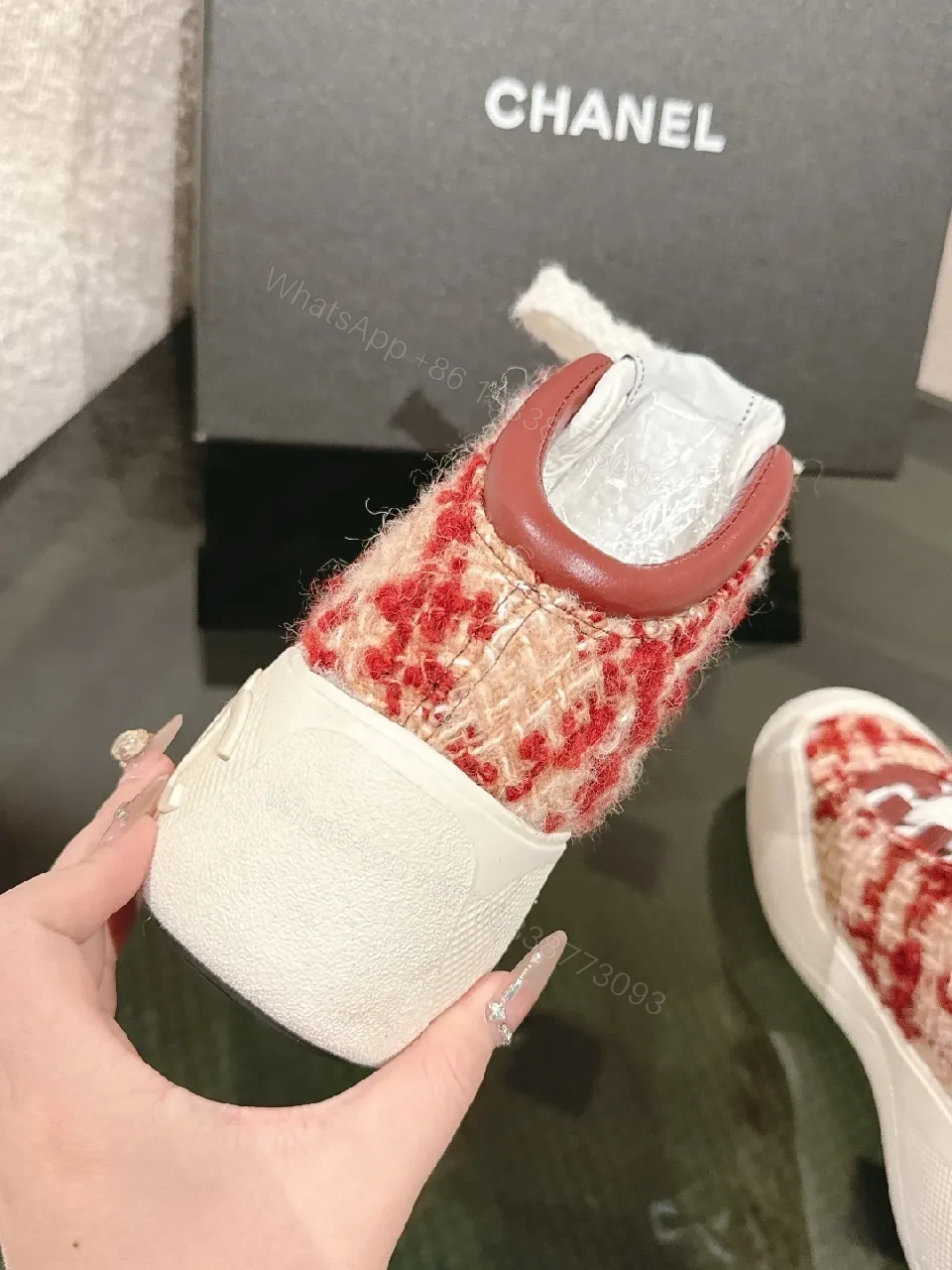 View 9 of Textured Boucle High-Tops with Luxe Accents Sneakers