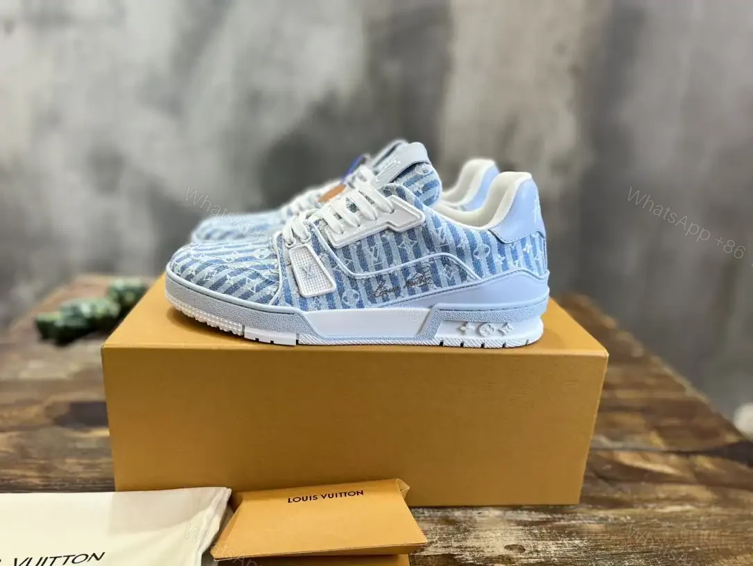 View 6 of LOUIS VUITTON TRAINER SNEAKERS BLUE MONOGRAM TEXTILE – LSVT346