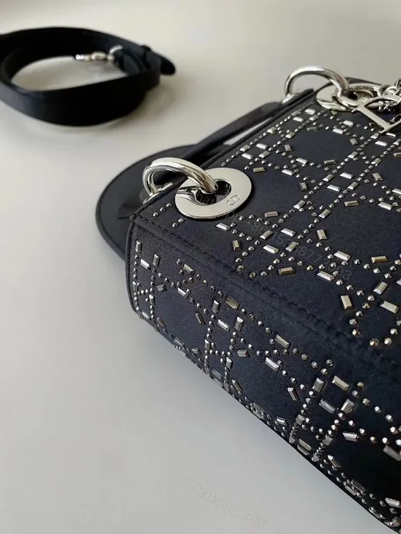 View 2 of Compact Dior-Pattern Mini Bag: Luxe Charms, Silvery Hardware