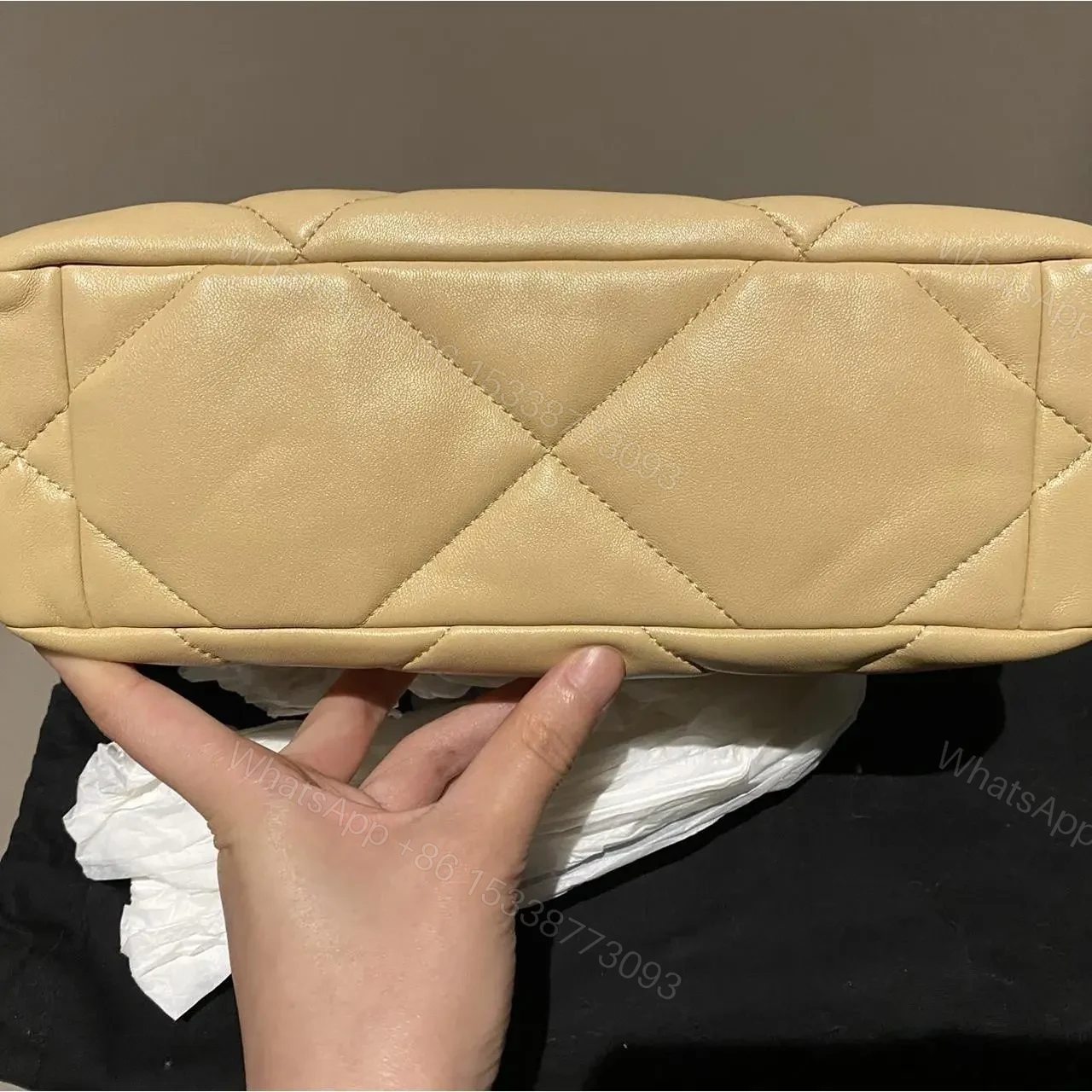 View 3 of Chanel 19 Flap in Creamy Beige Lambskin