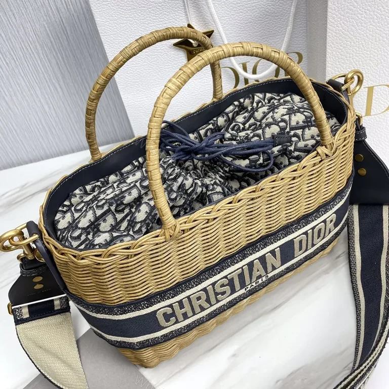 View 6 of Woven Carryall: Dior Stripe Luxe Everyday Tote