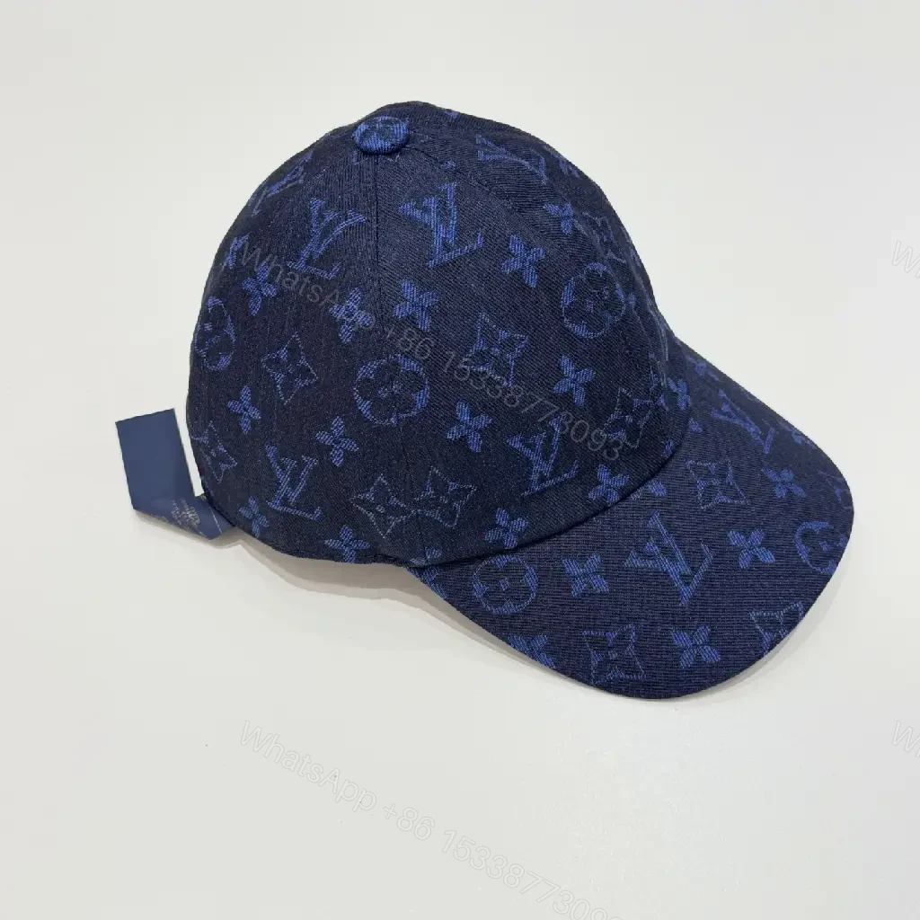 View 6 of Dark Navy LV Embroidered Monogram Logo Baseball Cap