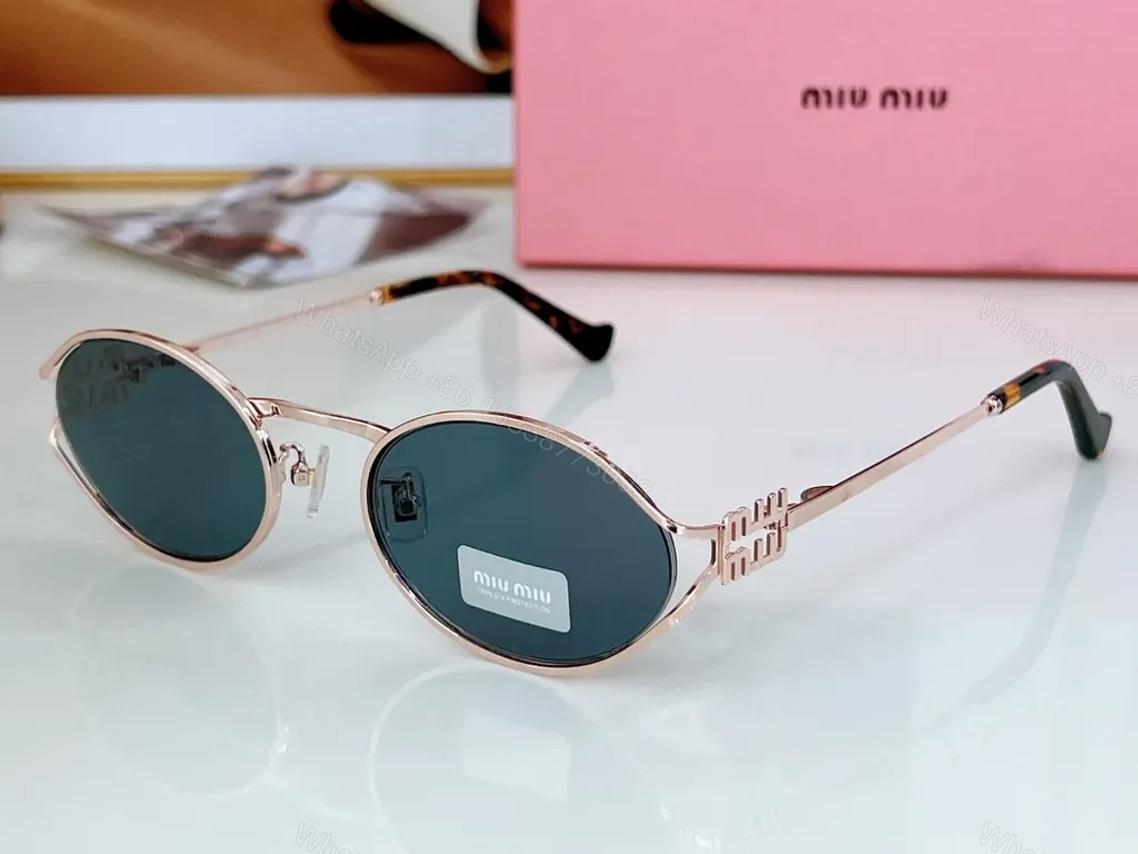 View 8 of Gold Tone Miu Miu Round Sunglasses â€“ Luxe Everyday