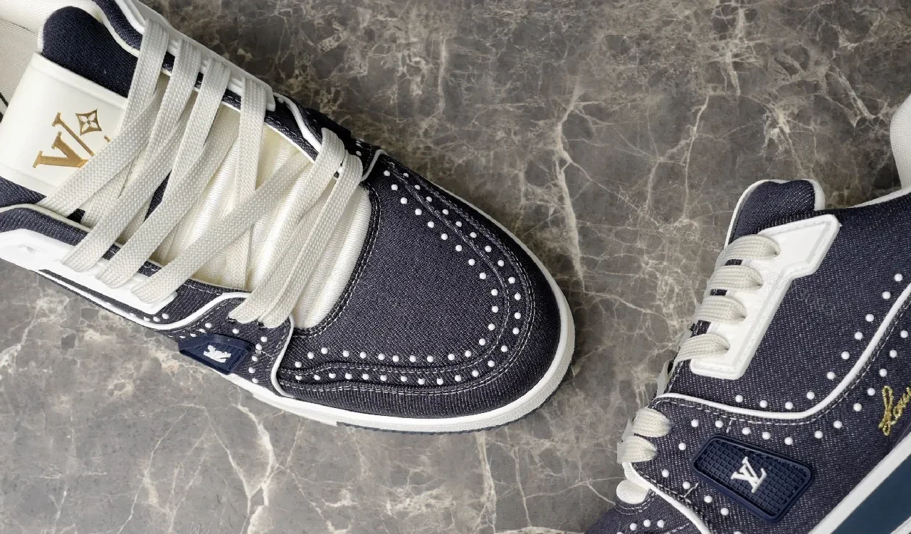 View 7 of Navy Suede Tech-Fabric High-Top Sneaker with Stud Detailing