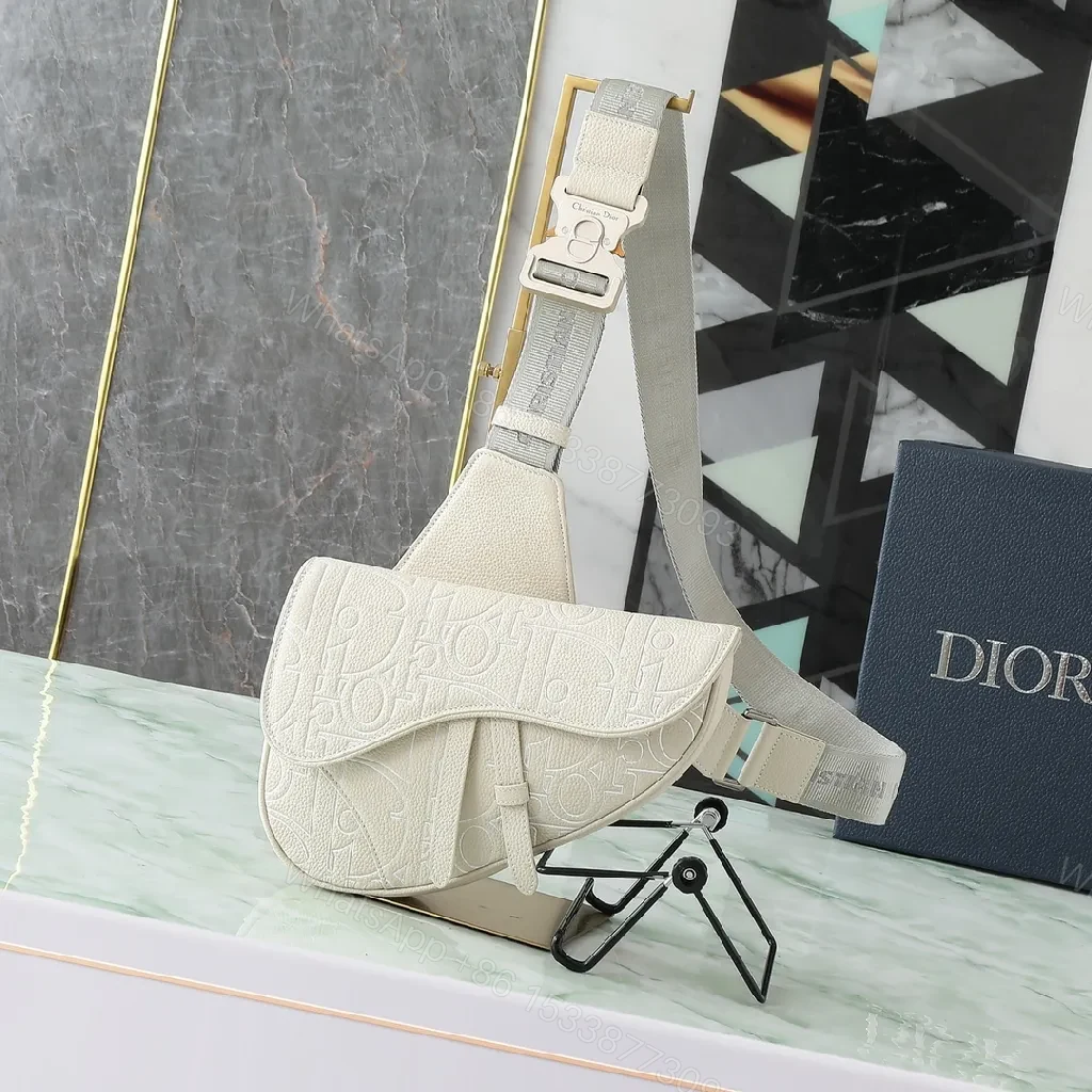 Cream Textured Monogram Belt Bag - Minimalist, Versatile, Secure — view 1