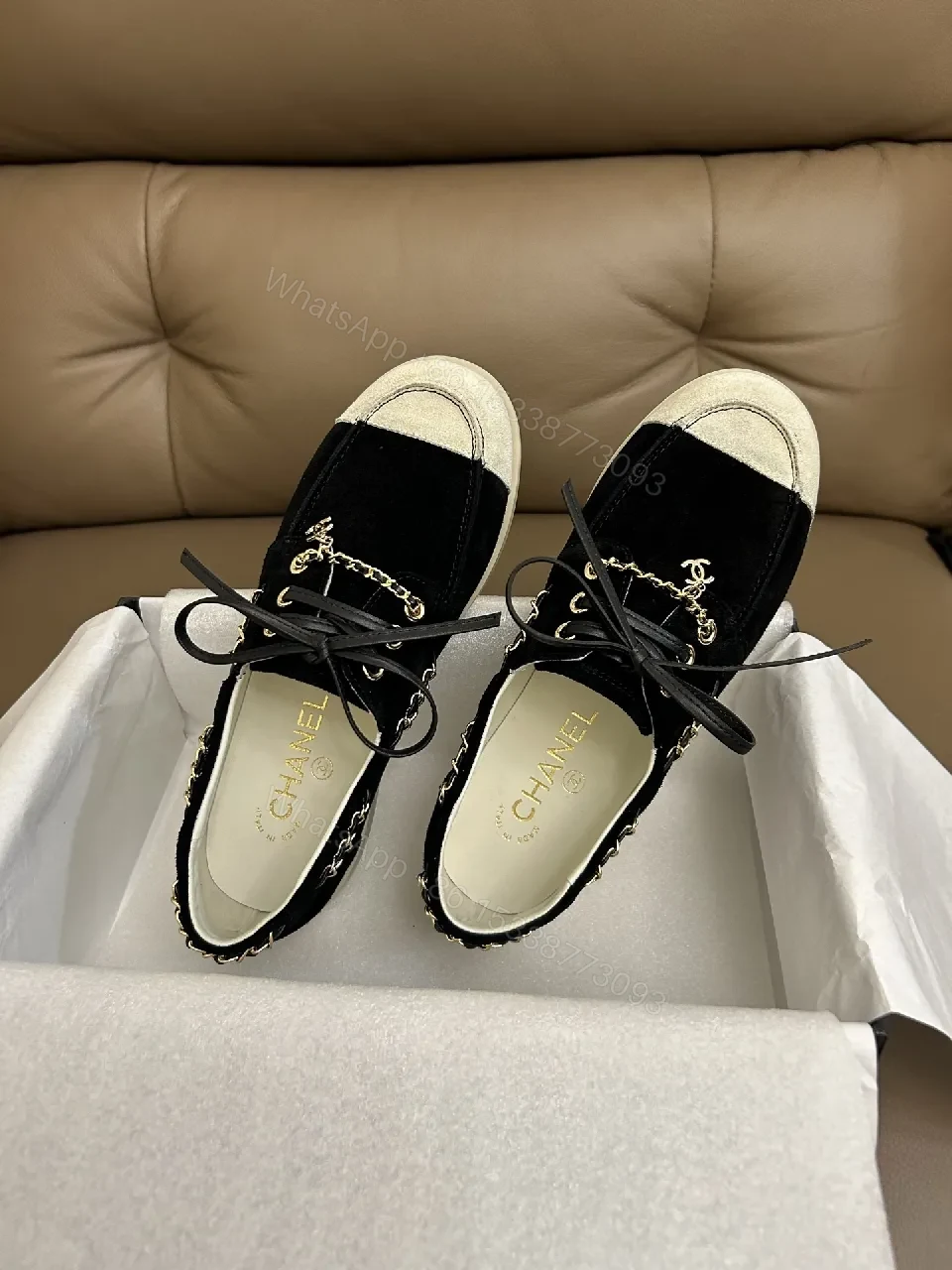 View 2 of Black Suede Sneakers with Gold Chain Detailing — Luxe High-Tops
