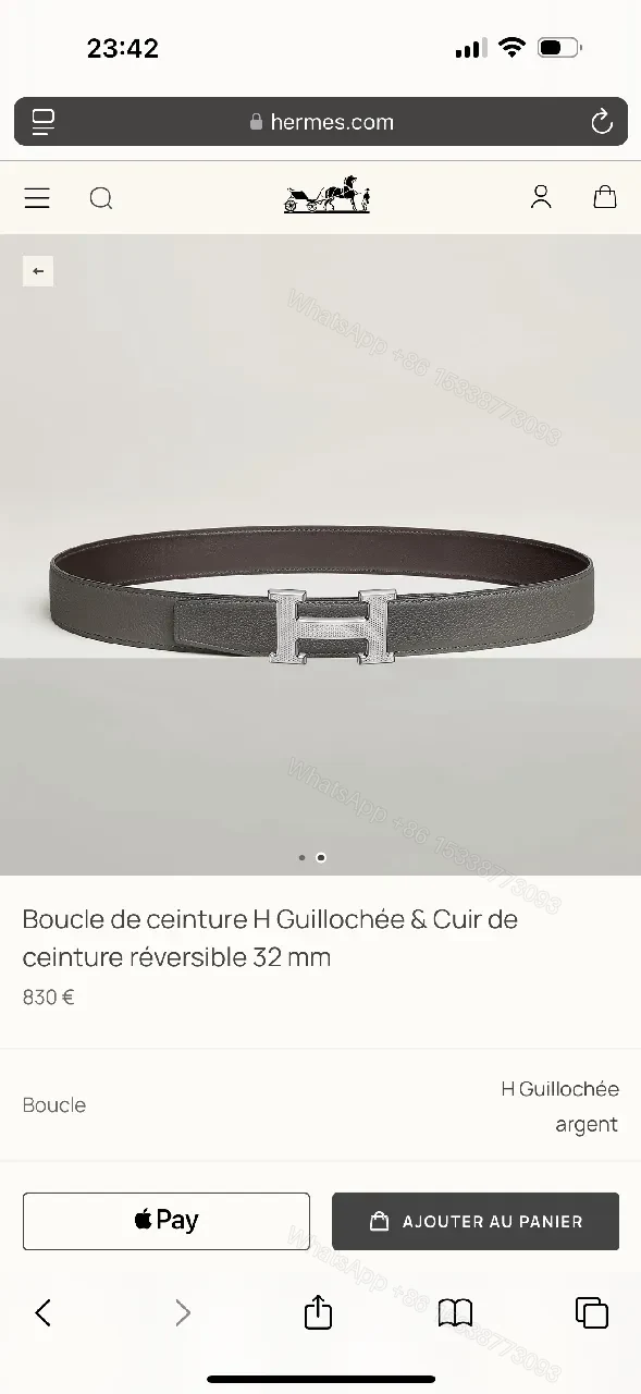 View 3 of Taupe Pebbled Leather Belt with H Buckle - Luxe Everyday Style