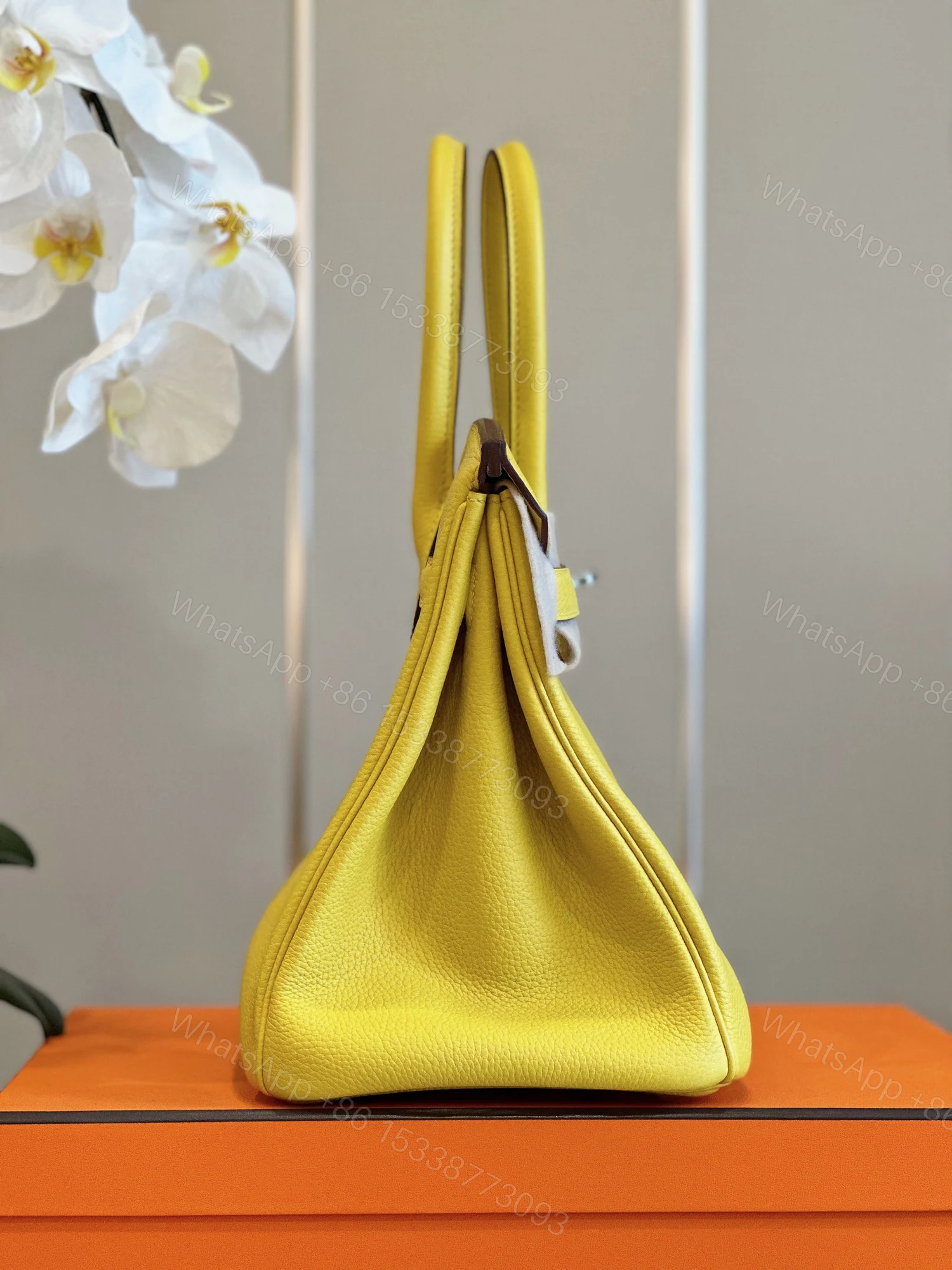 View 3 of Hermes Birkin 30 Amber Yellow Palladium Hardware