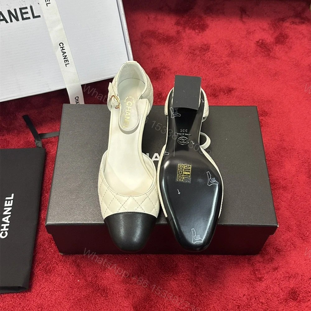 View 4 of 高仿Chanel*G38441C露邊高跟單鞋小牛皮白色4.5CM免檢版