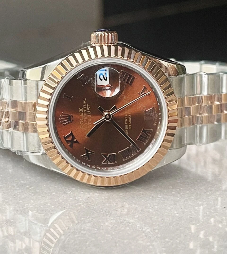 View 4 of KZF Factory 1:1 Rolex Datejust 28mm 904L RG/SS Brown Dial A2671