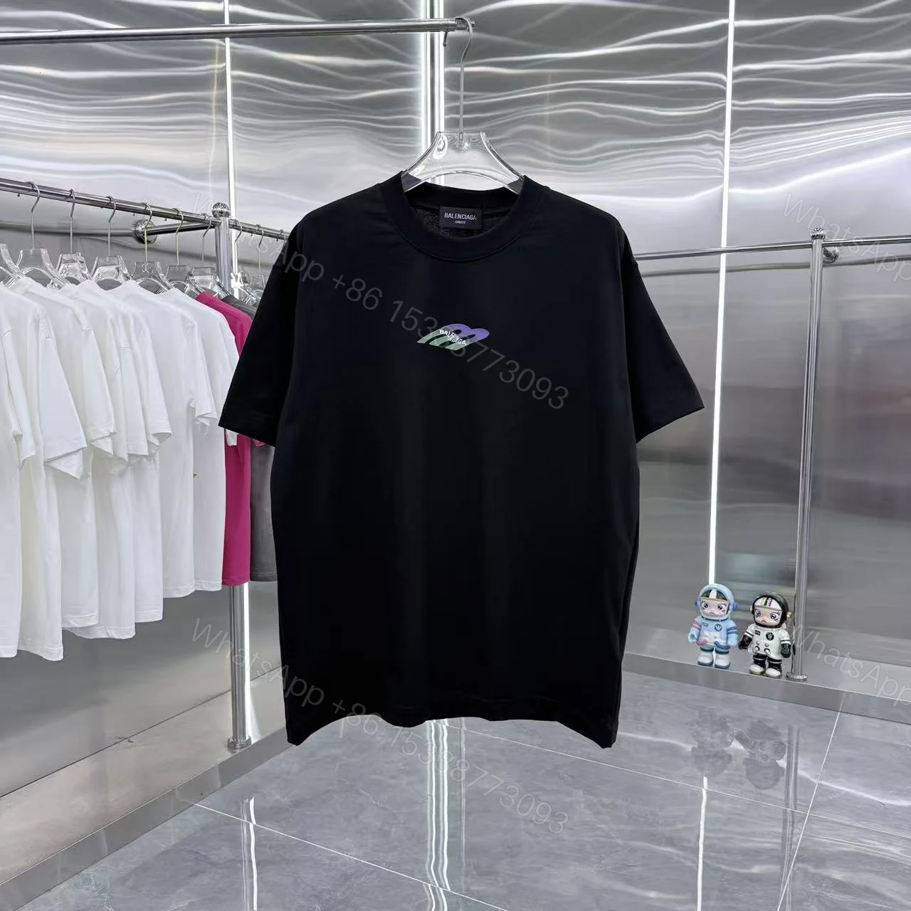 Balenciaga A貨 男款 彩色Logo短袖T恤 黑色休閒百搭款 — view 1