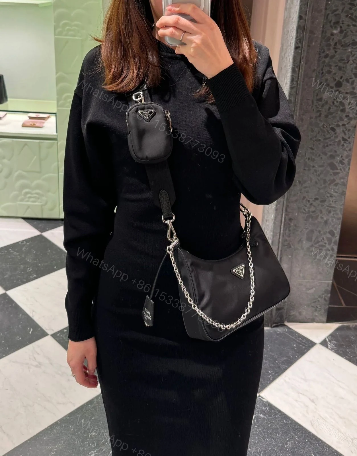 View 13 of FIRST COPY PRADA RE-EDITION POCHETTE CROSSBODY BAG
