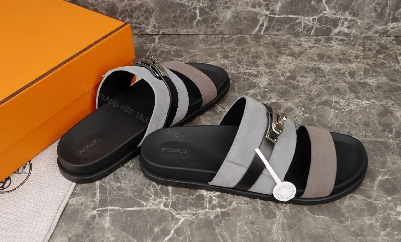 View 8 of Two-Tone Strappy Sandals with Signature Hardware - Elevated Comfort