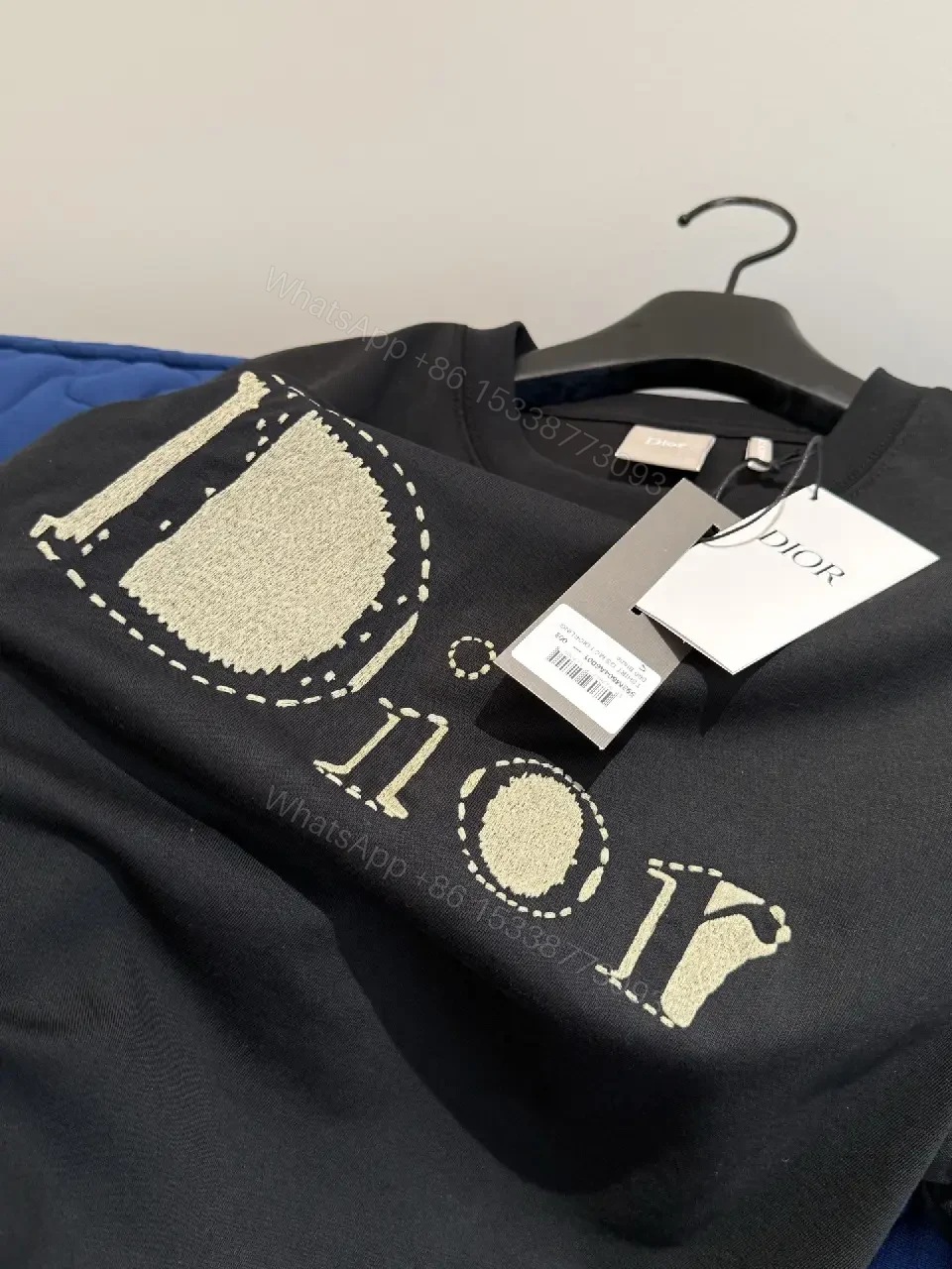 View 3 of Black Cotton Dior Logo T-Shirt, Glitter Accent, Dior Product Type: T-Shirt