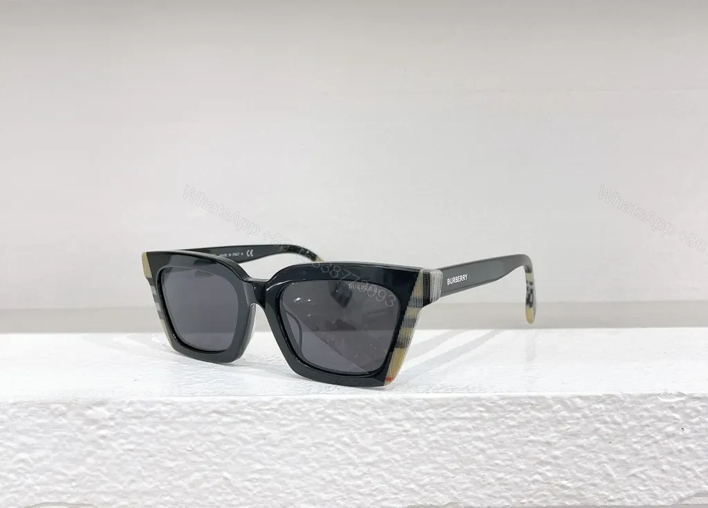 View 5 of Burberry-Inspired Square Sunglasses: Black Acetate, UV400