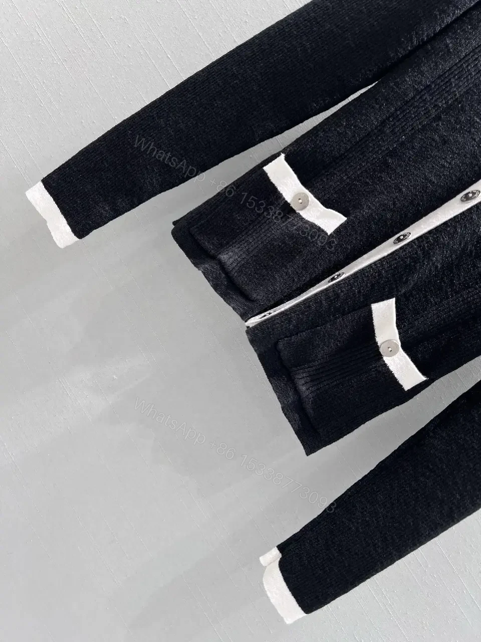 View 8 of Contrast-Trim Knit Cardigan: Sophisticated, Designer-Inspired Luxury