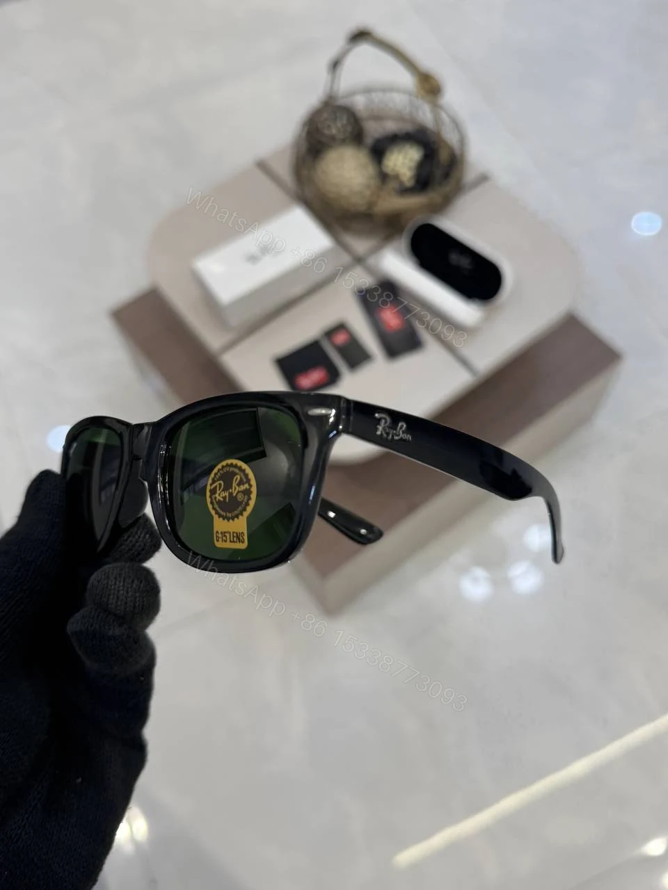 View 3 of First Copy Ray-Ban 2140 Black Green Sunglasses UV Protected Premium Quality