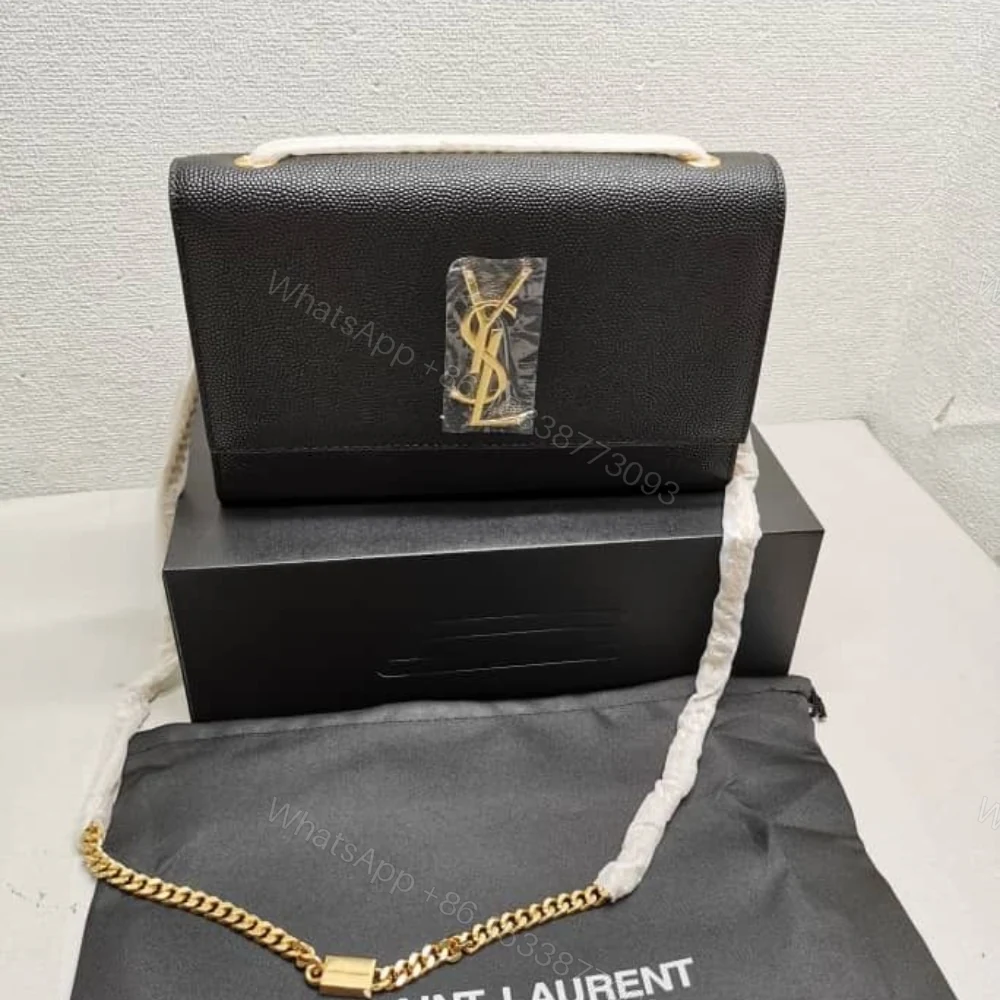 View 2 of Saint Laurent Kate Medium Chain Bag In Grain De Poudre Black 24Cm 364021 BOW0J 1000