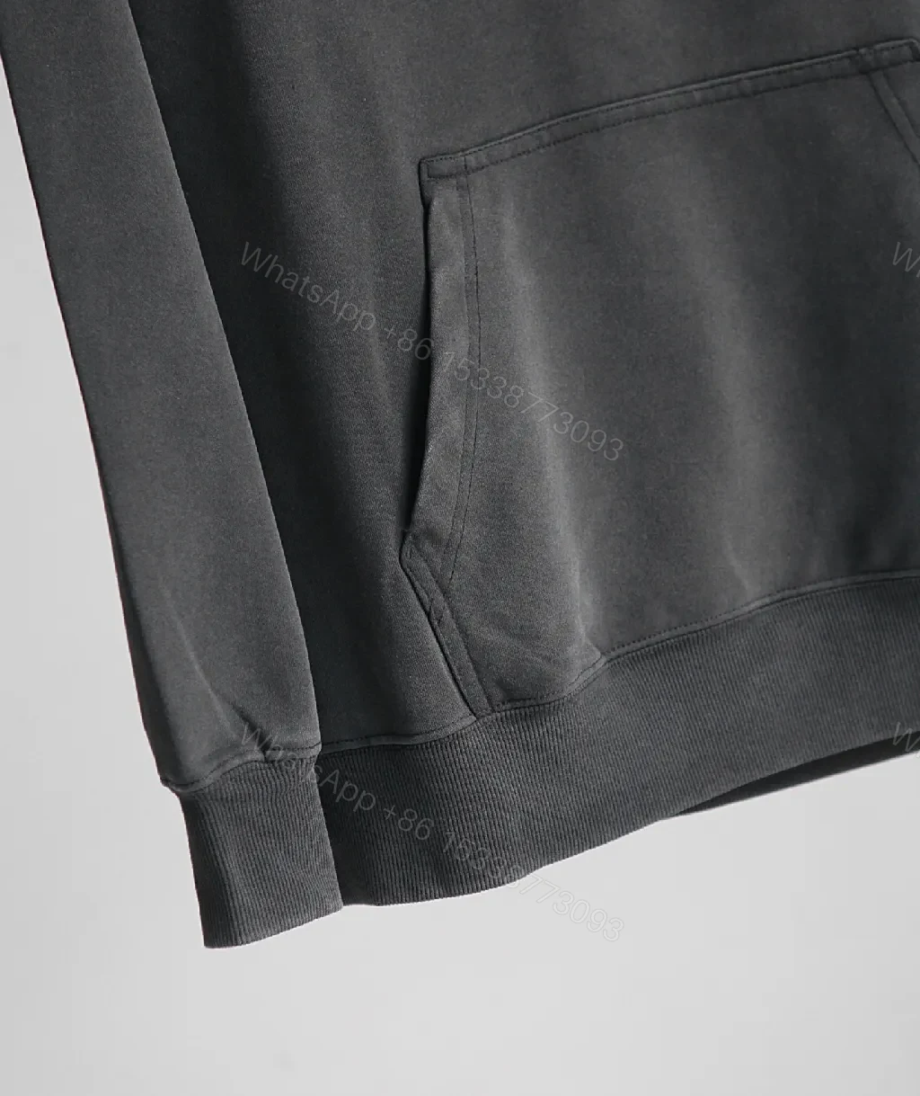 View 5 of Charcoal Cotton-Blend Hoodie with Subtle Script Detail