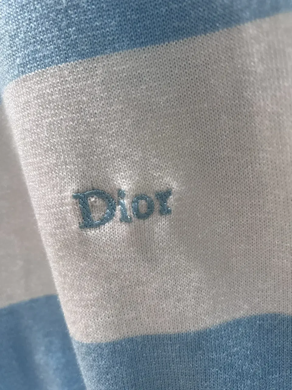 View 5 of Blue & White Striped Polo Knit with Signature Charm