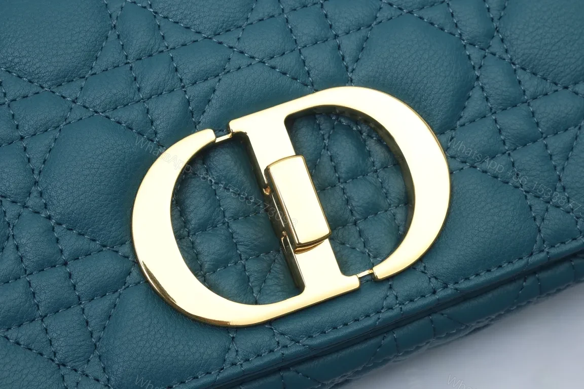 View 3 of Teal Quilted Chain-Accent Bag in Structured Canvas