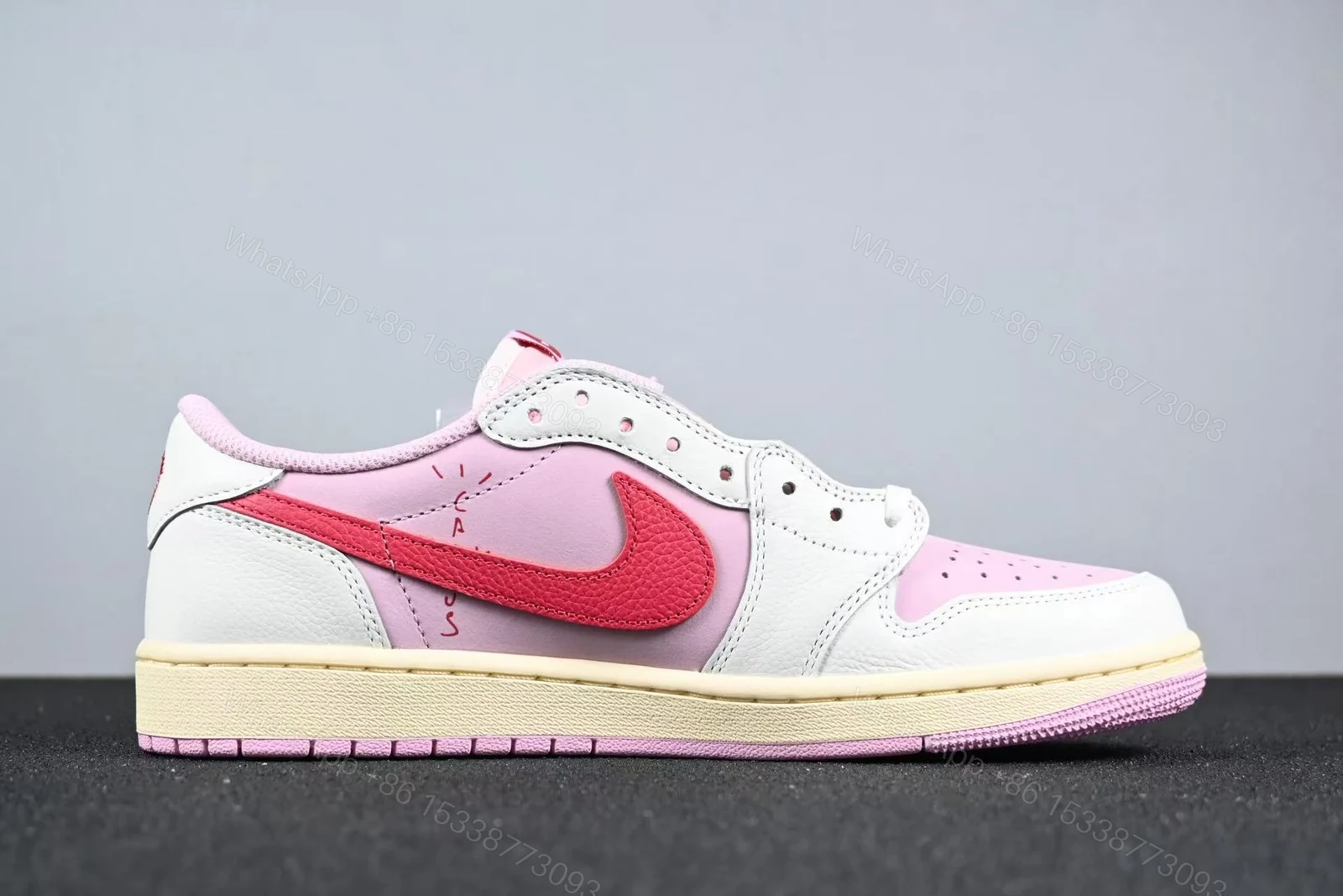 View 2 of Jordan 1 Retro Low OG SP Travis Scott Sail Tropical Pink