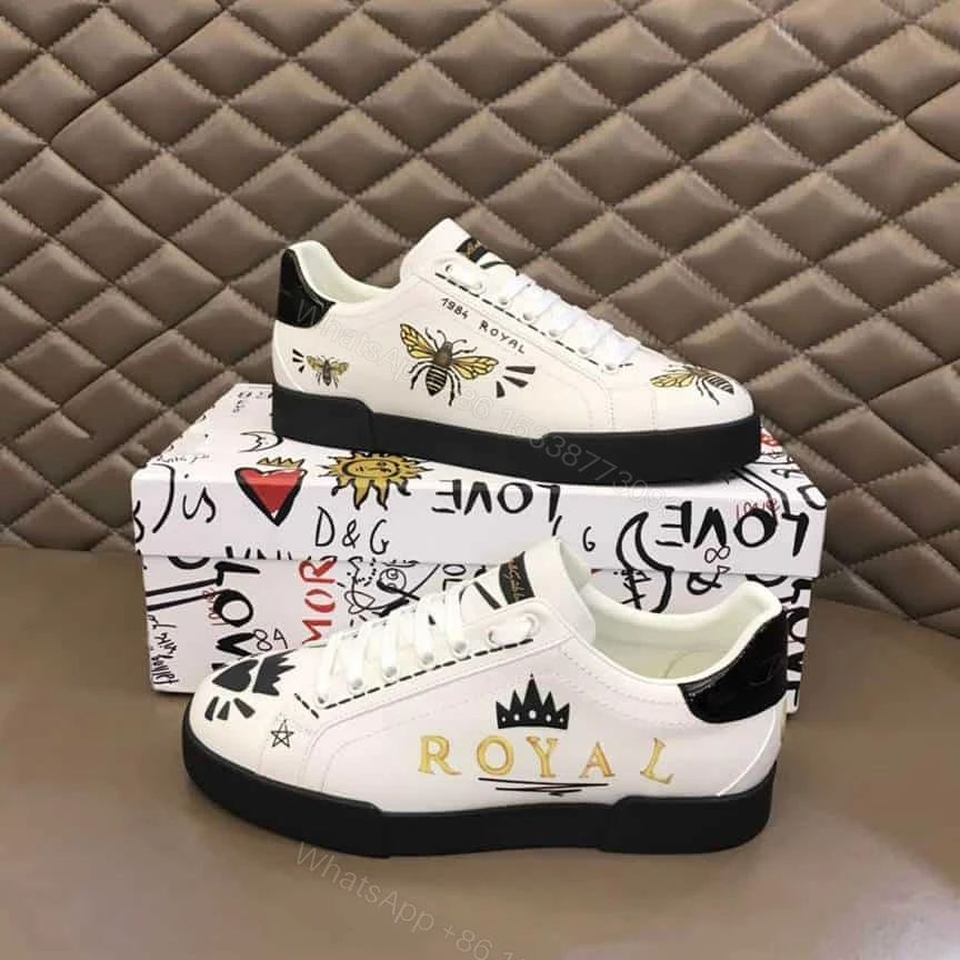 View 9 of DOLCE AND GABBANA PORTOFINO WASP PRINT SNEAKERS IN WHITE – DG104