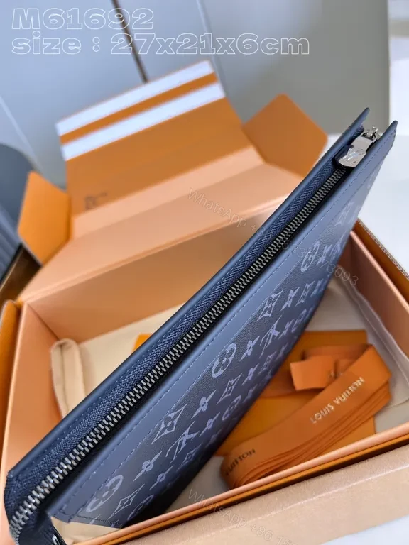 View 8 of Monochrome LV-Inspired Monogram Clutch: Compact Luxury Organizer