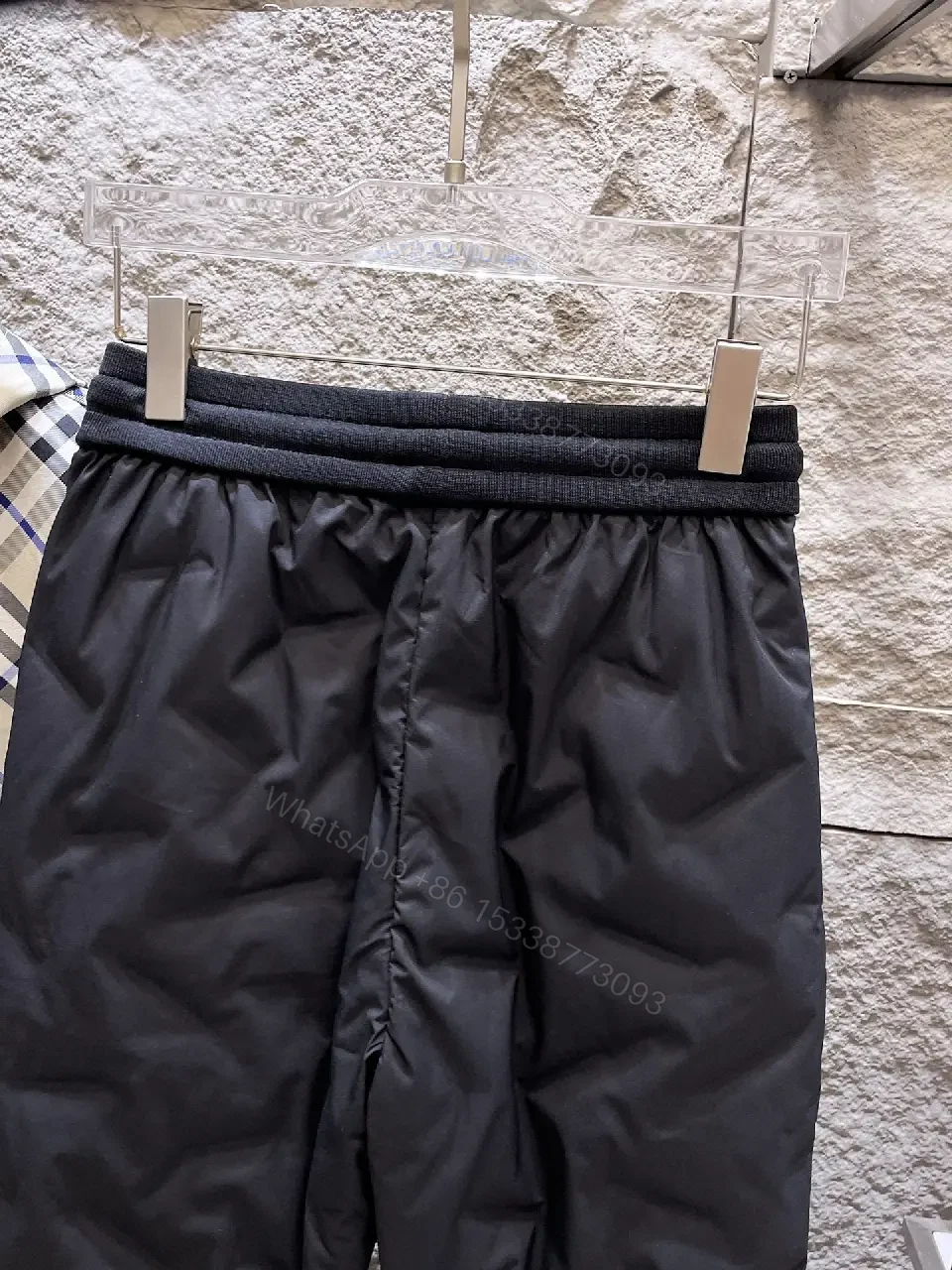View 2 of Black Nylon Jogger with Subtle Designer Patch, Luxe Streetwear Style