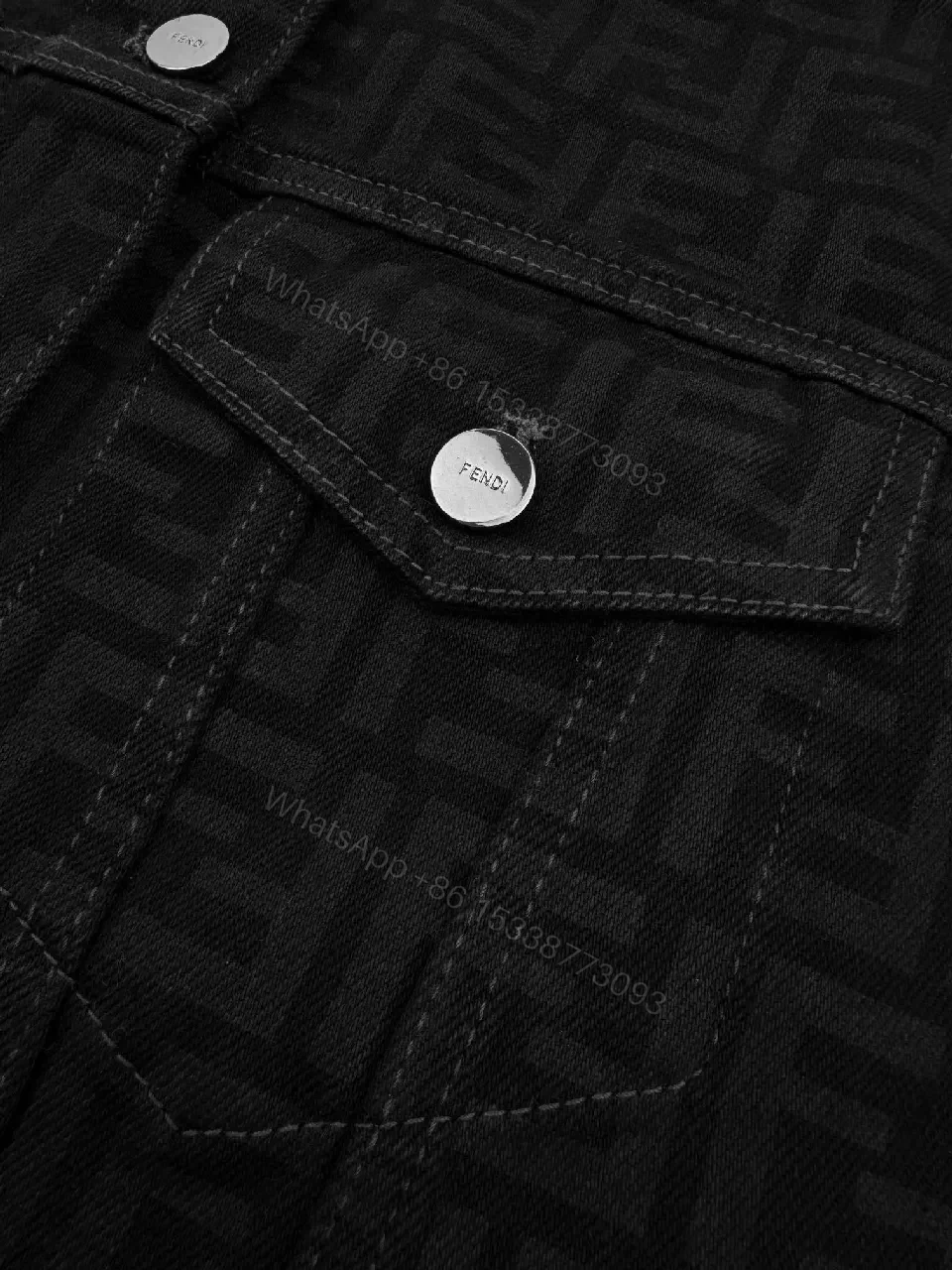 View 3 of Monogram Denim Jacket: Subtle Texture, Luxe Style, Modern Fit