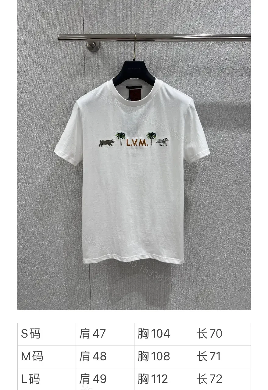 View 4 of White Cotton T-Shirt with LVM Embroidery, Polo-Feel Comfort
