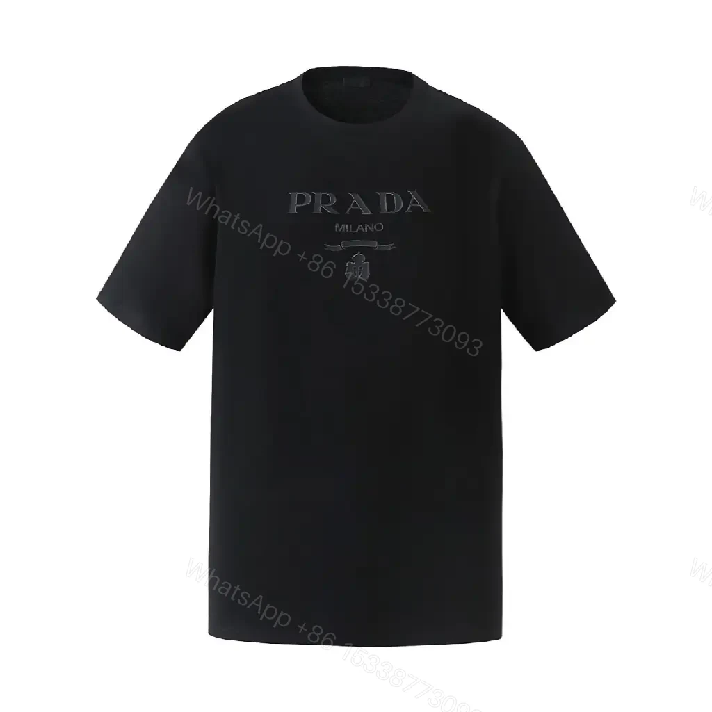View 10 of Minimalist Black Cotton Tee: Logo-Embossed Luxury Top