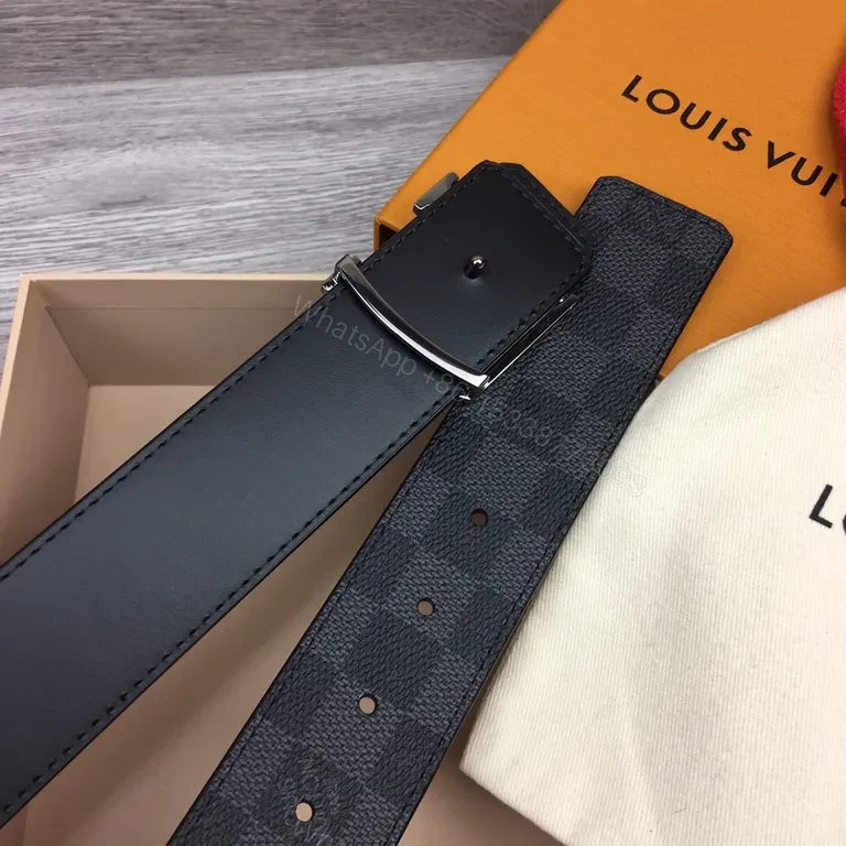 View 7 of Damier Graphite LV Belt: Luxury Black, Signature Buckle, Everyday Style