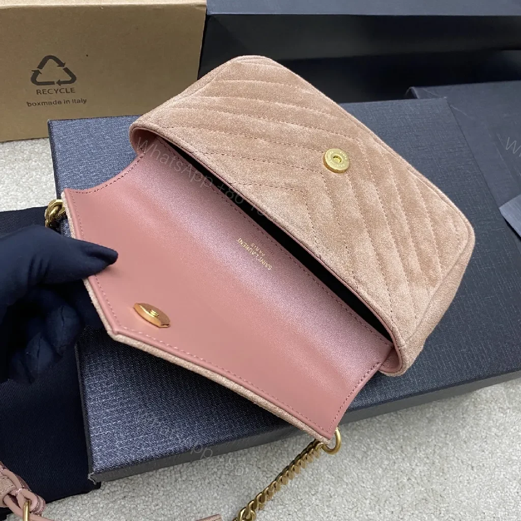 View 6 of Velvet Chevron Crossbody Bag: Blush, Gold Hardware, Chic Style