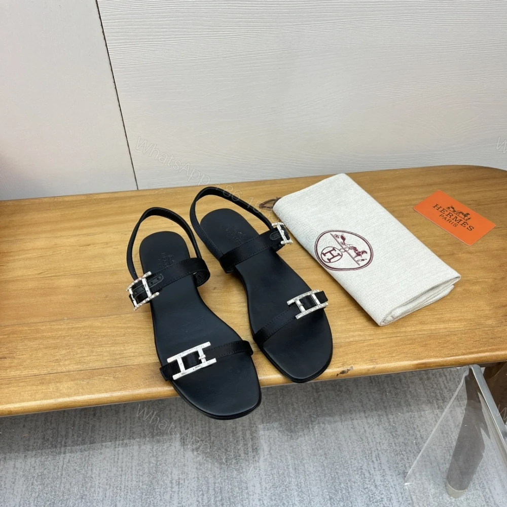 View 9 of 高仿Hermes*H211000Z02鑽扣輕便涼鞋黑色免檢版